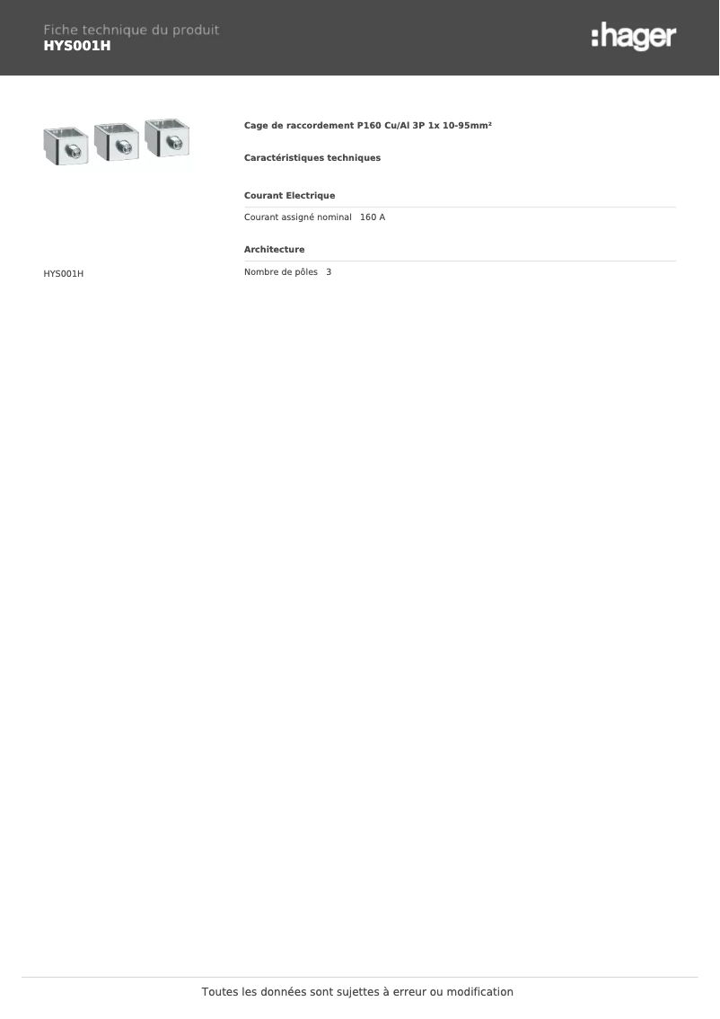 Image de la première page du manuel de l'appareil HYS001H