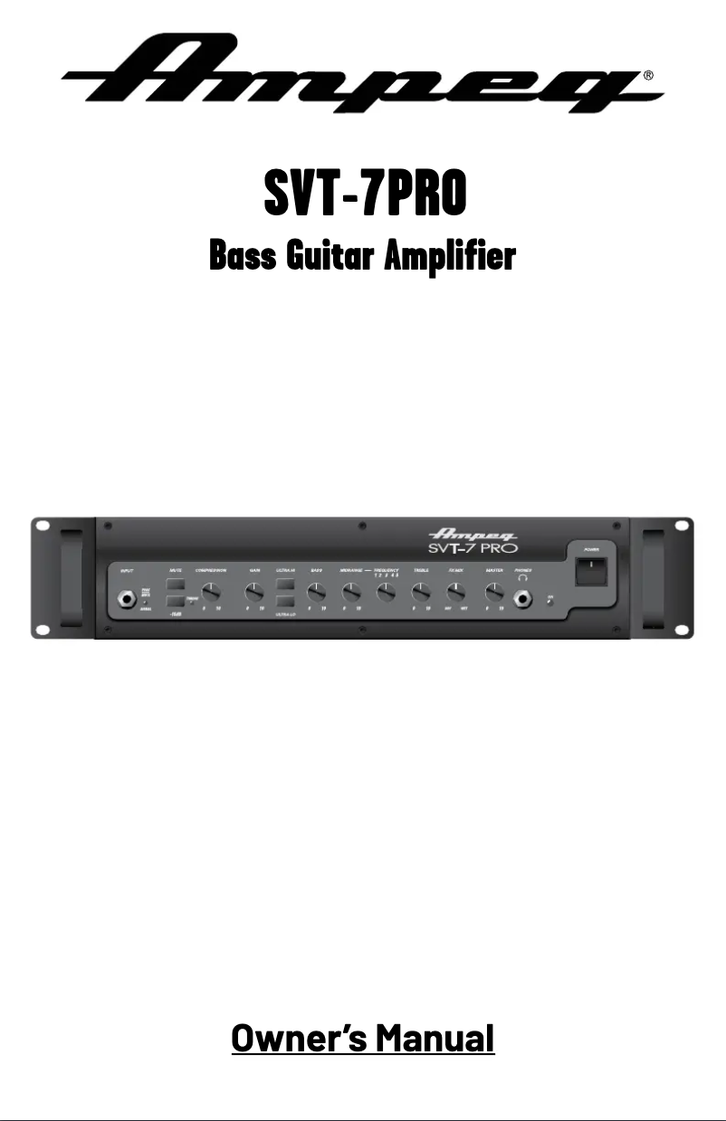 Page n°1 - Manuel utilisateur Ampeg SVT-7 Pro