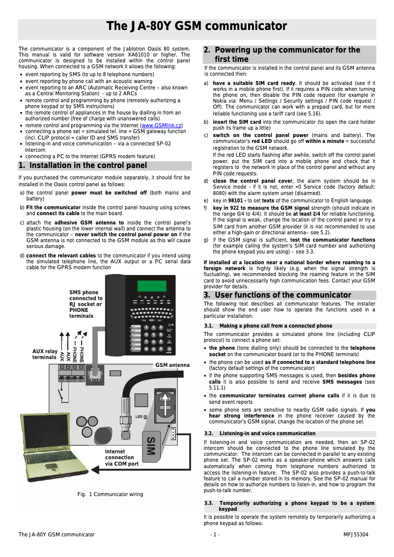 Page n°1 - Manuel utilisateur Joblotron JA-80Y