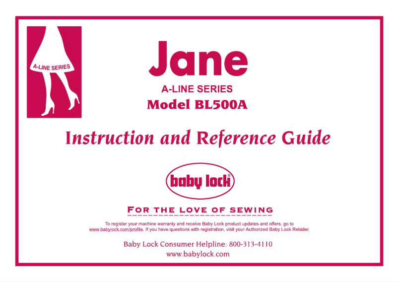 Page n°1 - Manuel utilisateur Baby Lock Jane BL500A