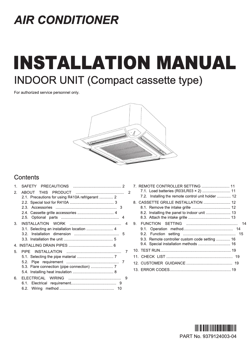 Page 1 de la notice Manuel utilisateur Fujitsu AUYF18LBL