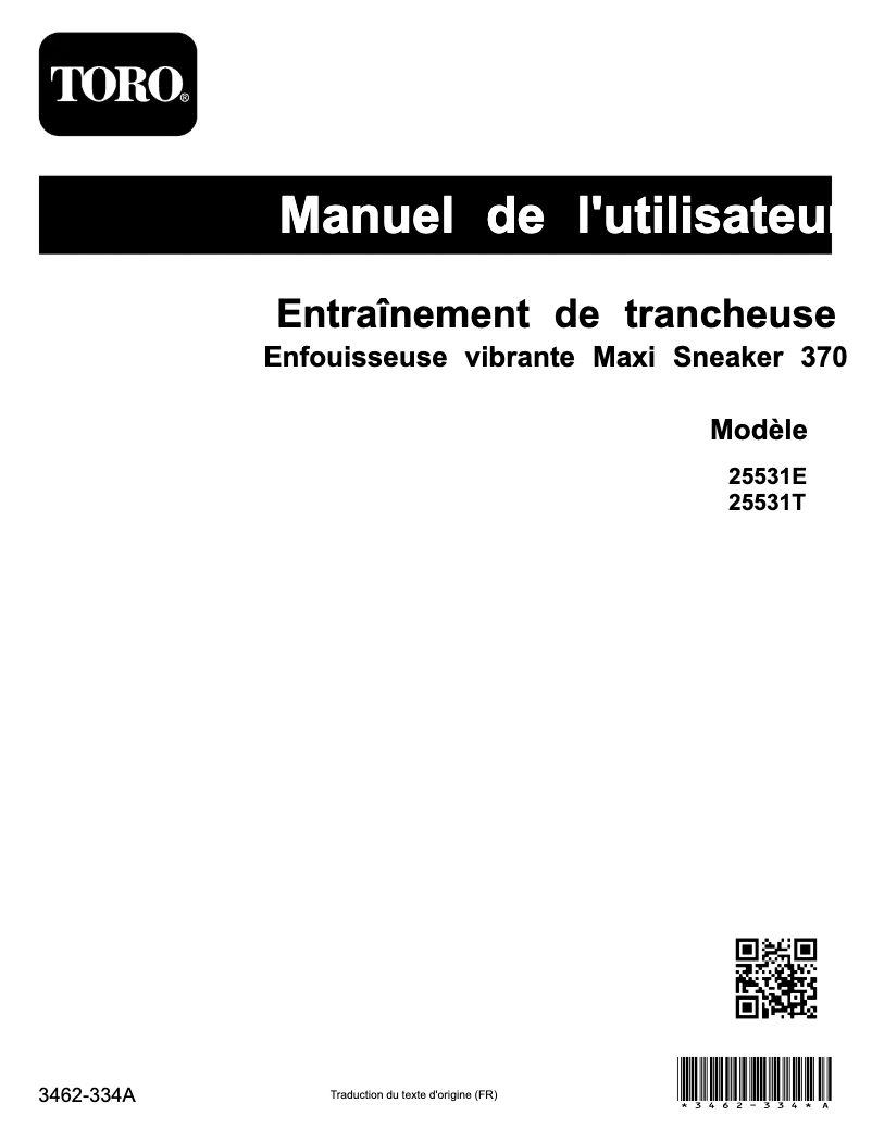 Image de la première page du manuel de l'appareil Trencher Drive 25531T