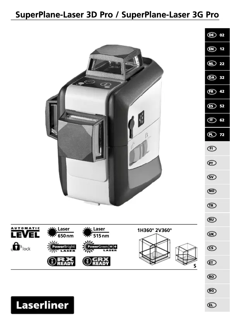 Page 1 de la notice Manuel utilisateur Laserliner SuperPlane-Laser 3D Pro