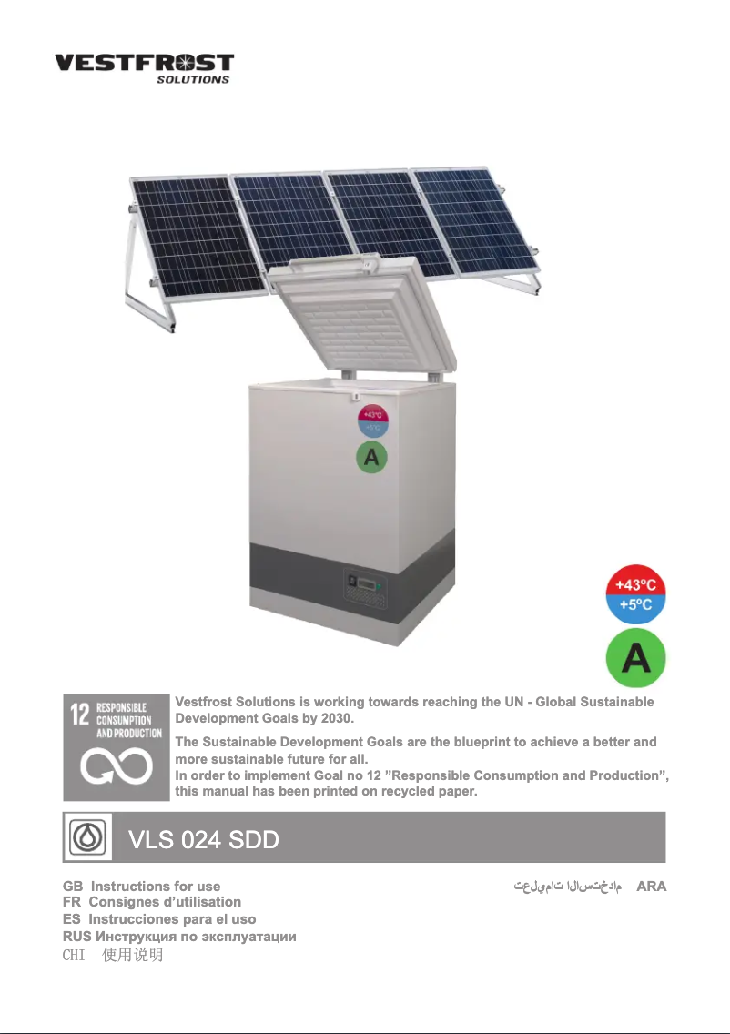 Page 1 de la notice Manuel utilisateur Vestfrost VLS 024 SDD