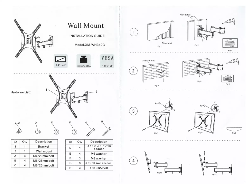Page 1 de la notice Manuel utilisateur Xomax XM-WH342C