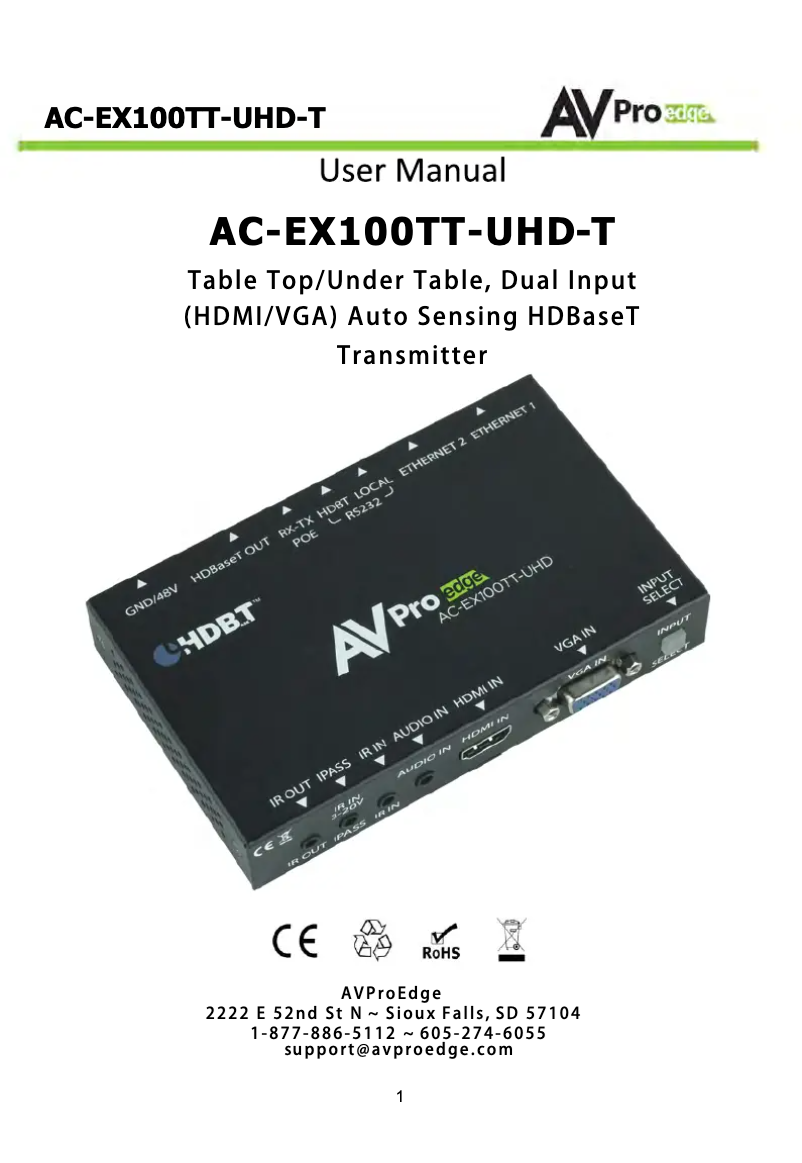 Image de la première page du manuel de l'appareil AC-EX100TT