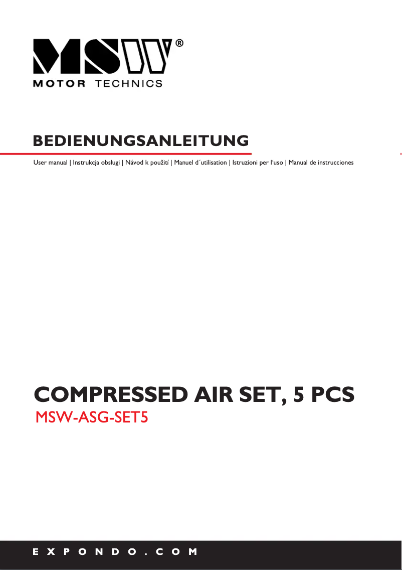 Page n°1 - Manuel utilisateur MSW MSW-ASG-SET5