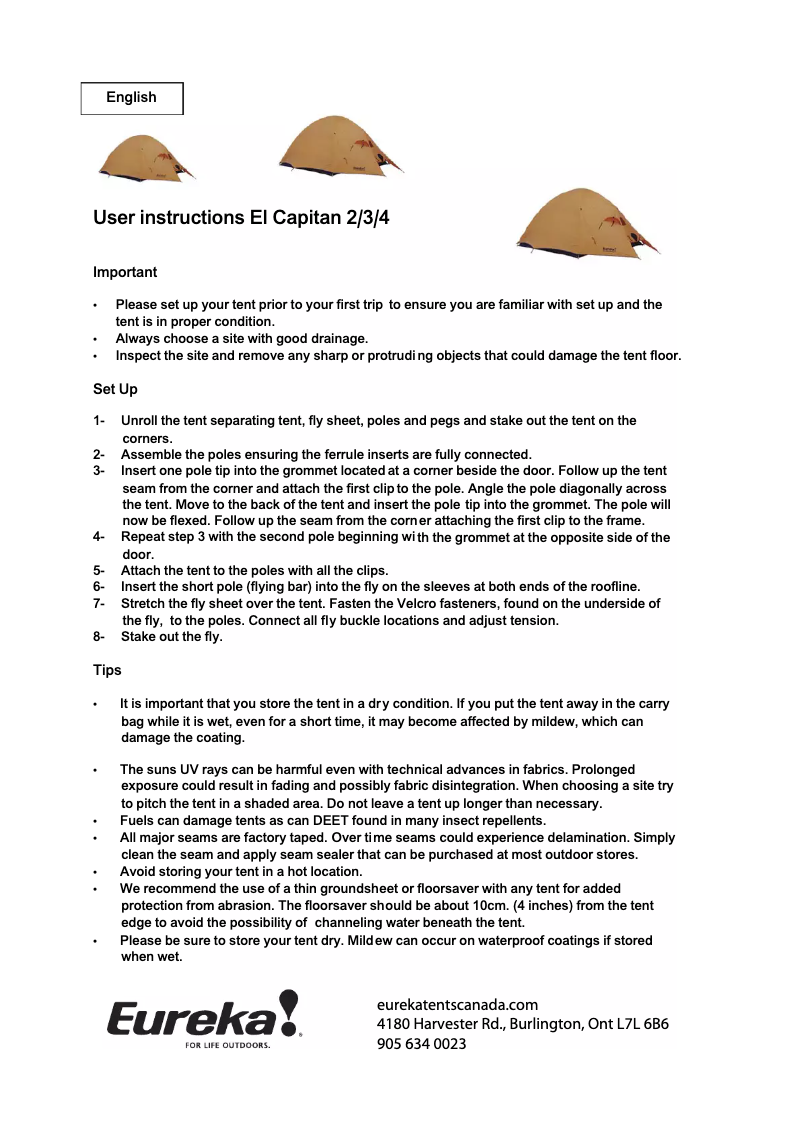 Página 1 del manual Manual de usuario Eureka El Capitan 2