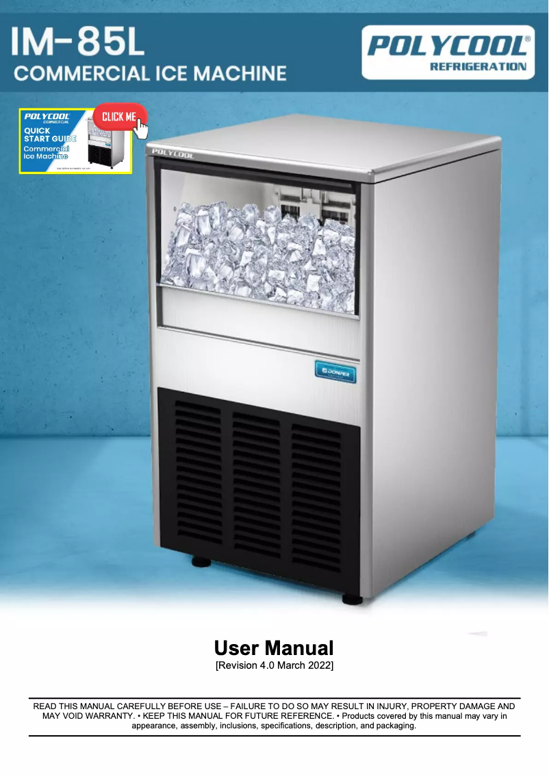 Page n°1 - Manuel utilisateur PolyCool IM-85L