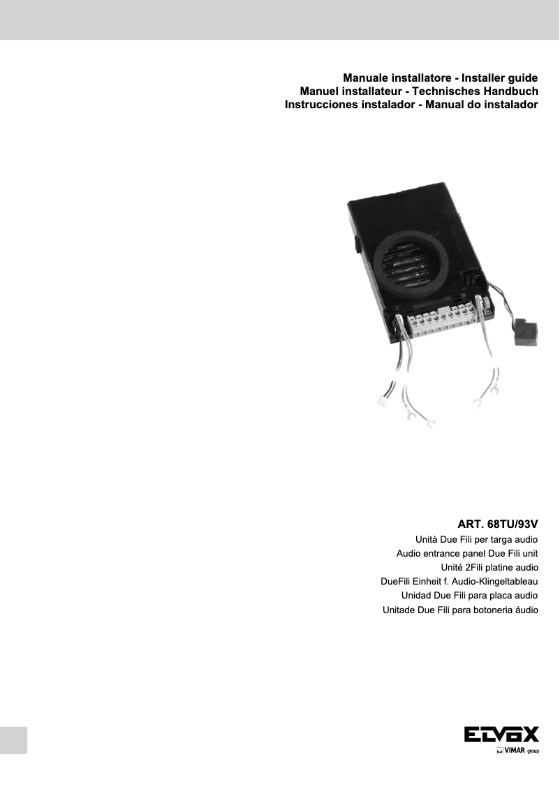 Page 1 de la notice Manuel utilisateur Vimar ELVOX 68TU/93V