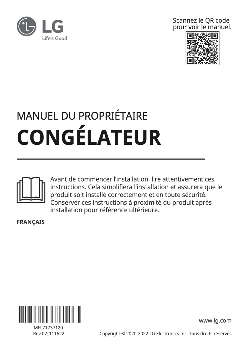 Page 1 de la notice Manuel utilisateur LG GC-B414ELFM