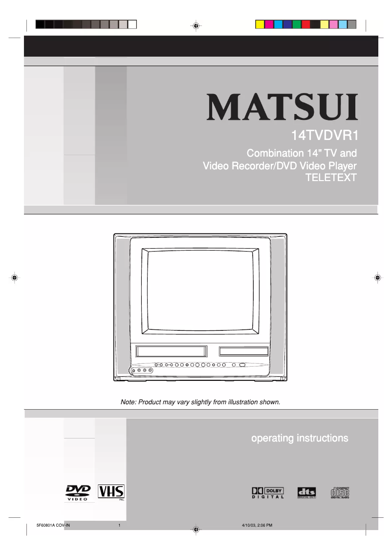 Page 1 de la notice Manuel utilisateur Matsui 14TVDVR1