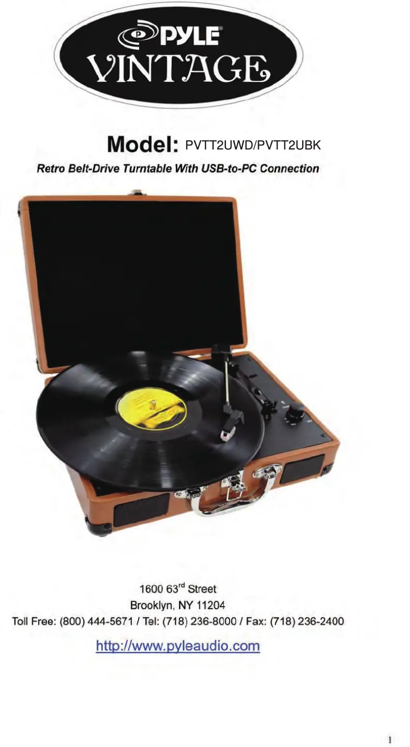 Page 1 de la notice Manuel utilisateur Pyle Vintage PVTT2UBK
