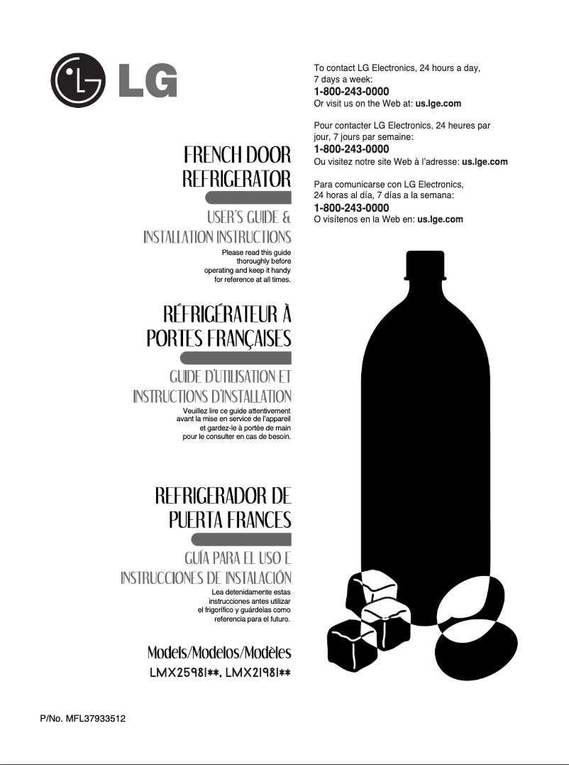 Page 1 de la notice Manuel utilisateur LG LMX25981SB