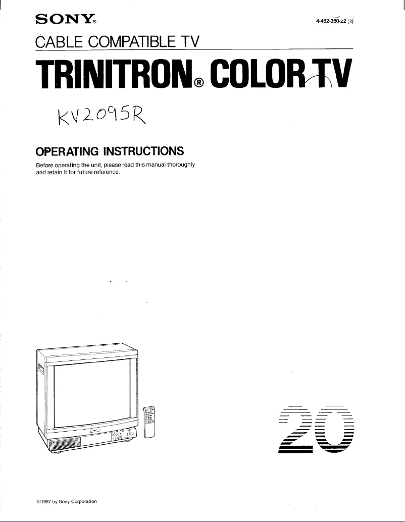 Page 1 de la notice Manuel utilisateur Sony KV-2095R
