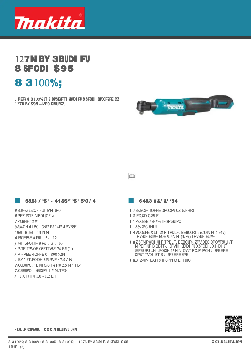 Page n°1 - Fiche technique Makita WR100DZ