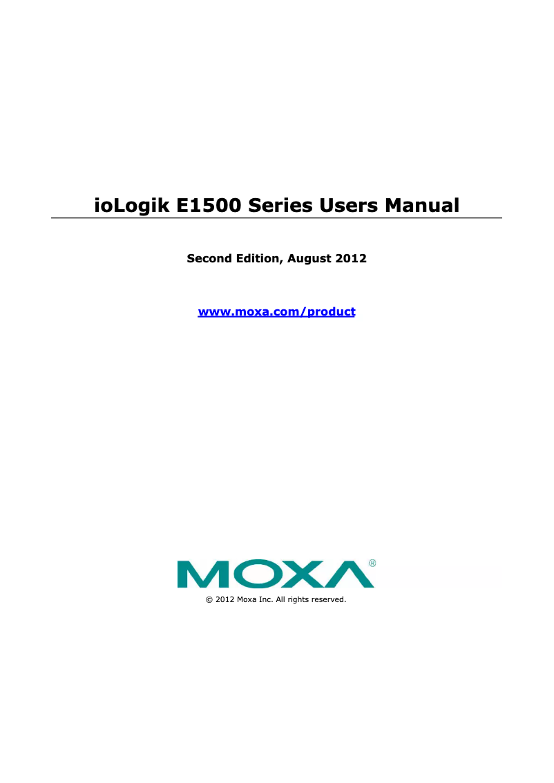 Page n°1 - Manuel utilisateur Moxa ioLogik E1510-T
