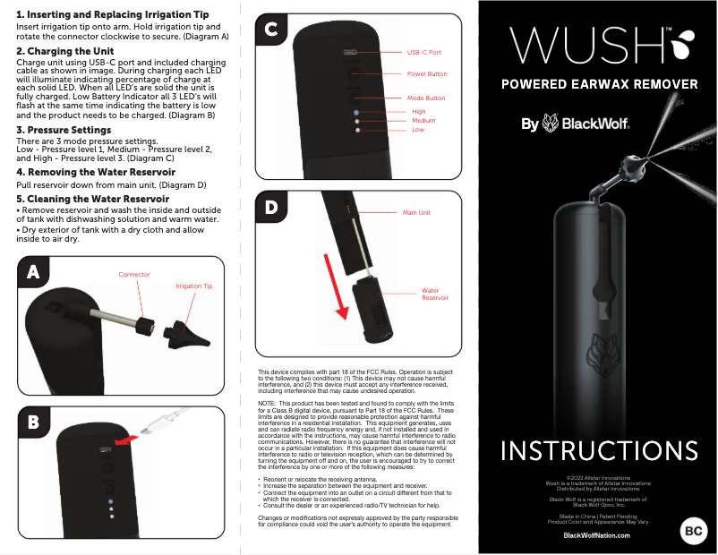 Página 1 del manual Manual de usuario Black Wolf Wush