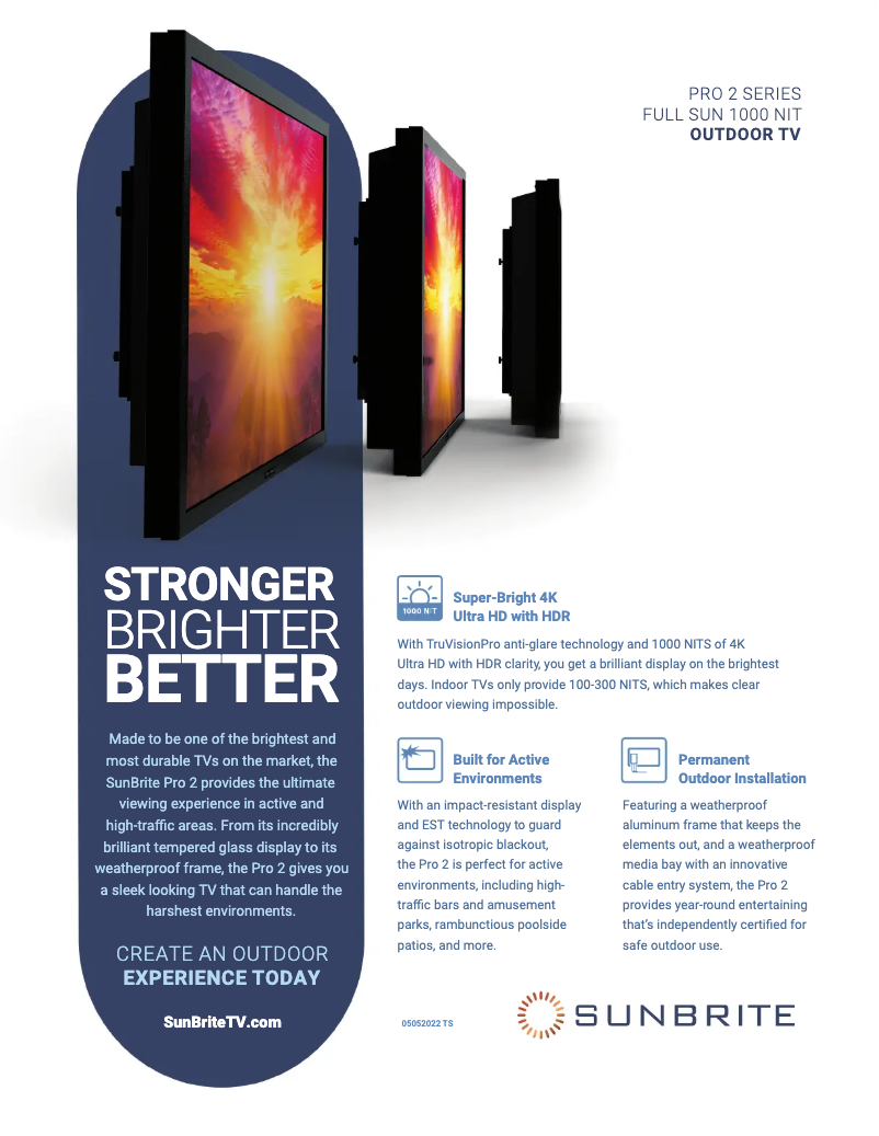 Page 1 de la notice Fiche technique SunBriteTV SB-P2-55-4K-BL