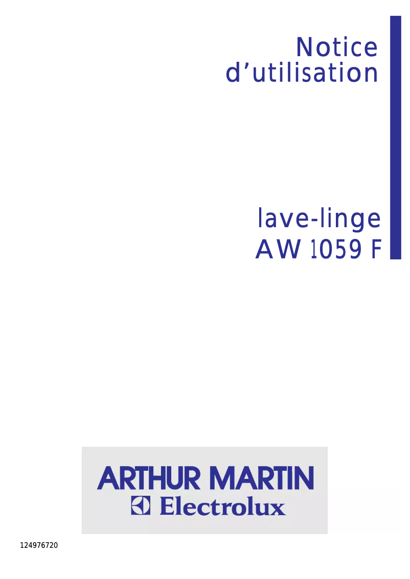 Page 1 de la notice Manuel utilisateur Arthur Martin-Electrolux AW 1059 F