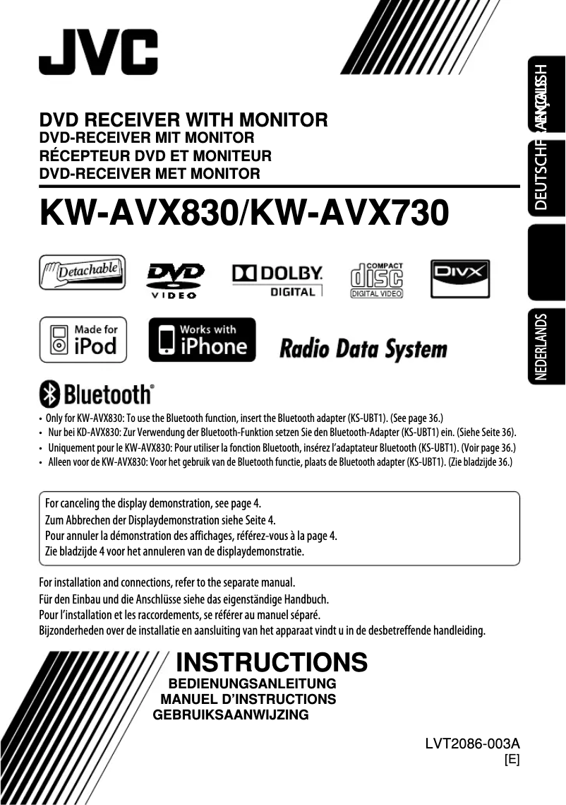 Image de la première page du manuel de l'appareil KW-AVX730