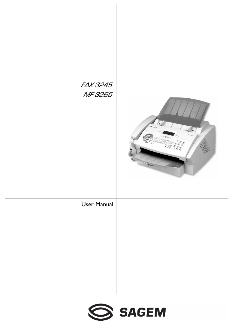 Page n°1 - Manuel utilisateur Sagem FAX 3245