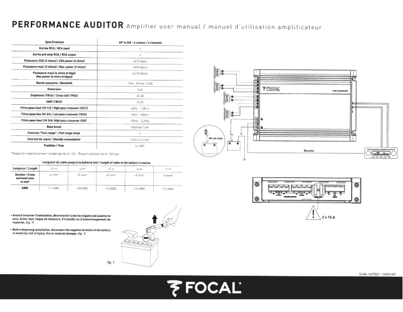 Page 1 de la notice Manuel utilisateur Focal AP 4340