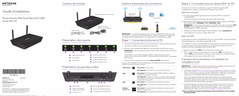 Page 1 de la notice Guide d'installation Netgear WAC104