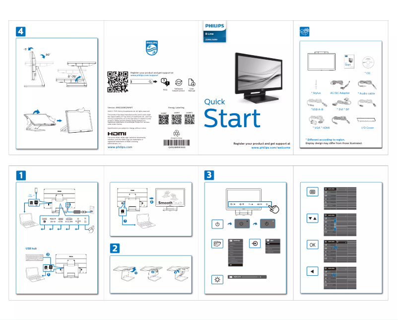 Page n°1 - Guide de démarrage rapide Philips 242B9T