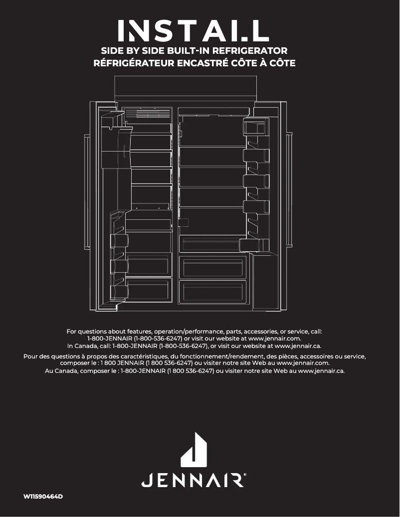 Page 1 de la notice Guide d'installation JennAir JBSS42E22L