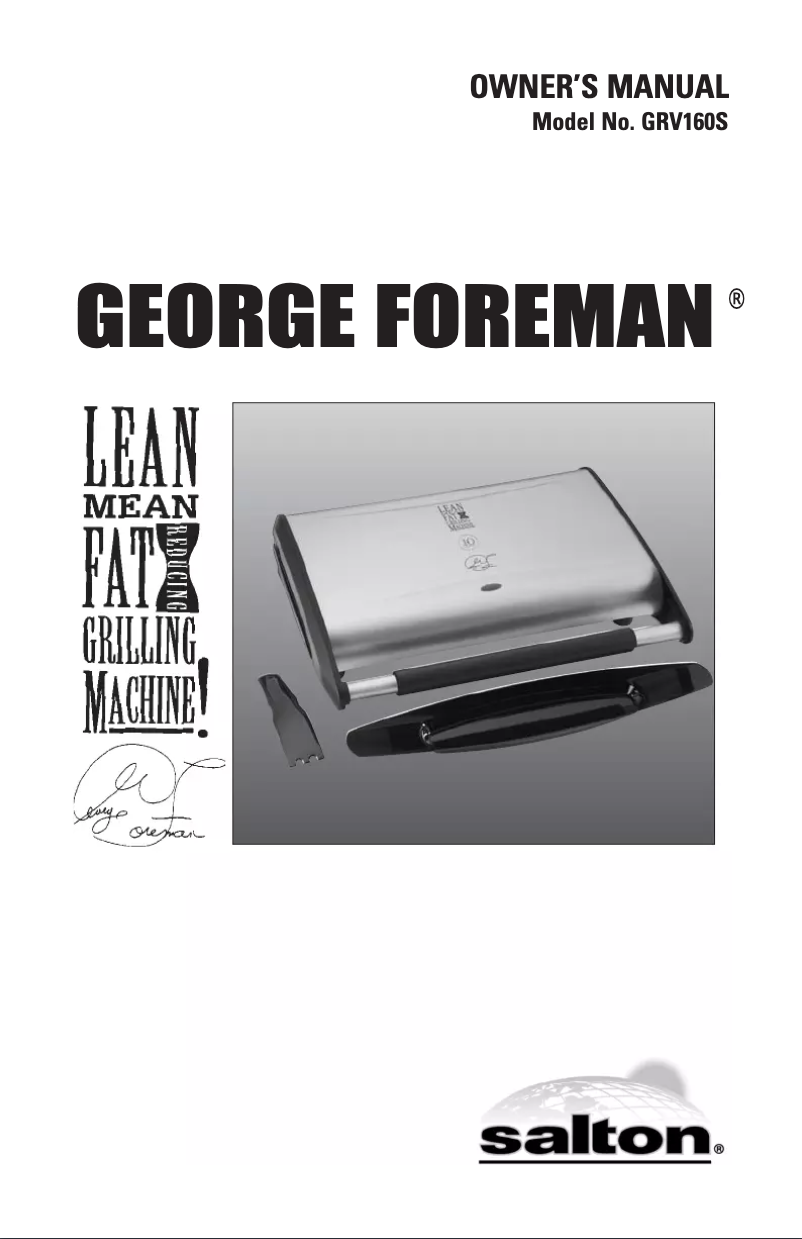 Page 1 de la notice Manuel utilisateur George Foreman GRV160