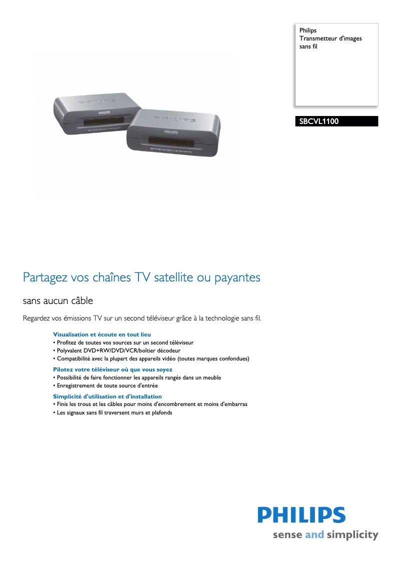 Image de la première page du manuel de l'appareil SBCVL1100