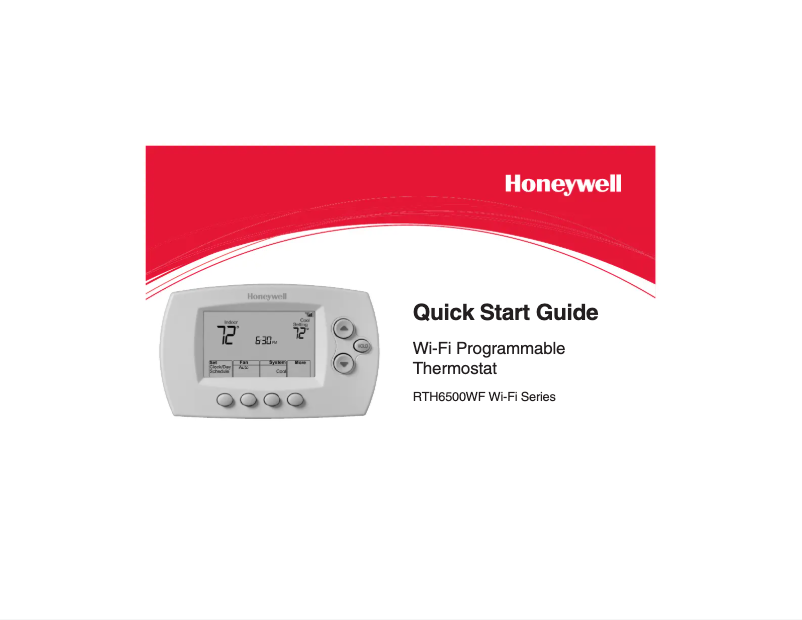 Page n°1 - Guide de démarrage rapide Honeywell RTH6580WF