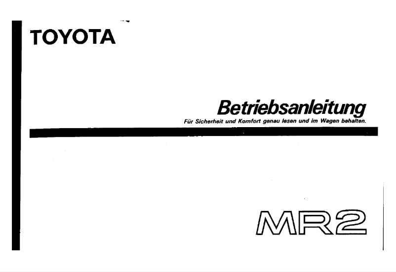 Page 1 de la notice Manuel utilisateur Toyota MR2 (1989)