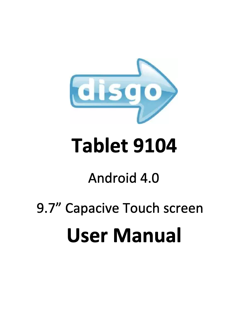 Page 1 de la notice Manuel utilisateur Disgo Tablet 9104