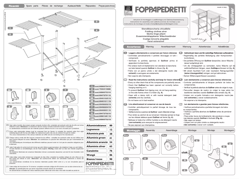Page 1 de la notice Manuel utilisateur Foppapedretti Gulliver