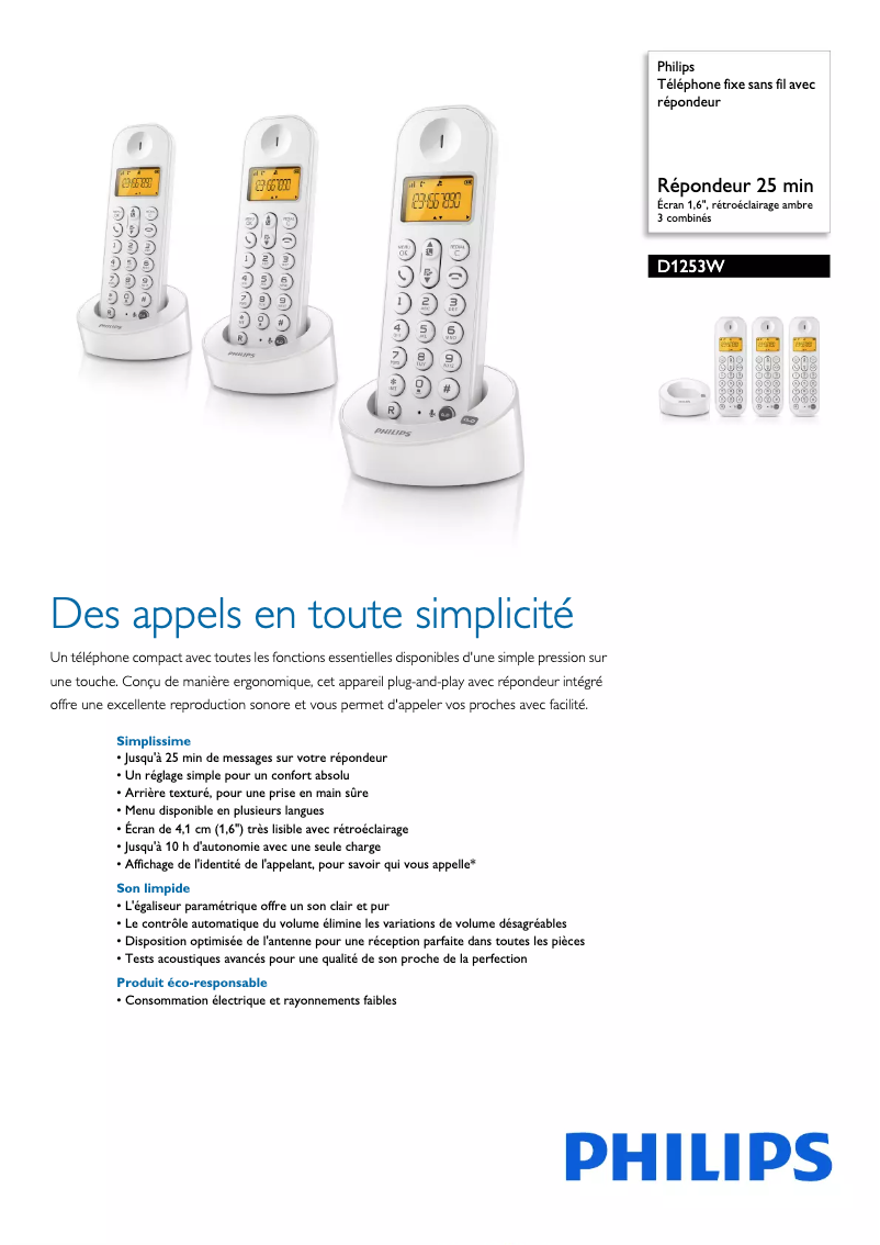 First page image of the manual for D1253W