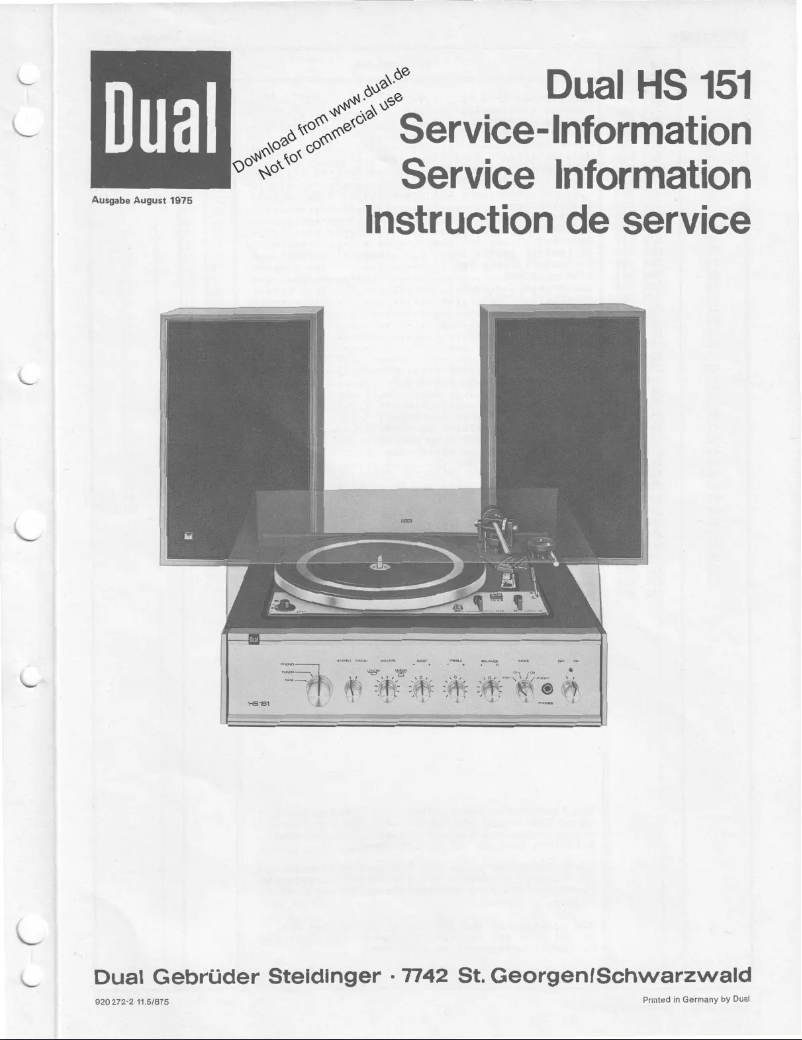 Page 1 de la notice Manuel utilisateur Dual HS151