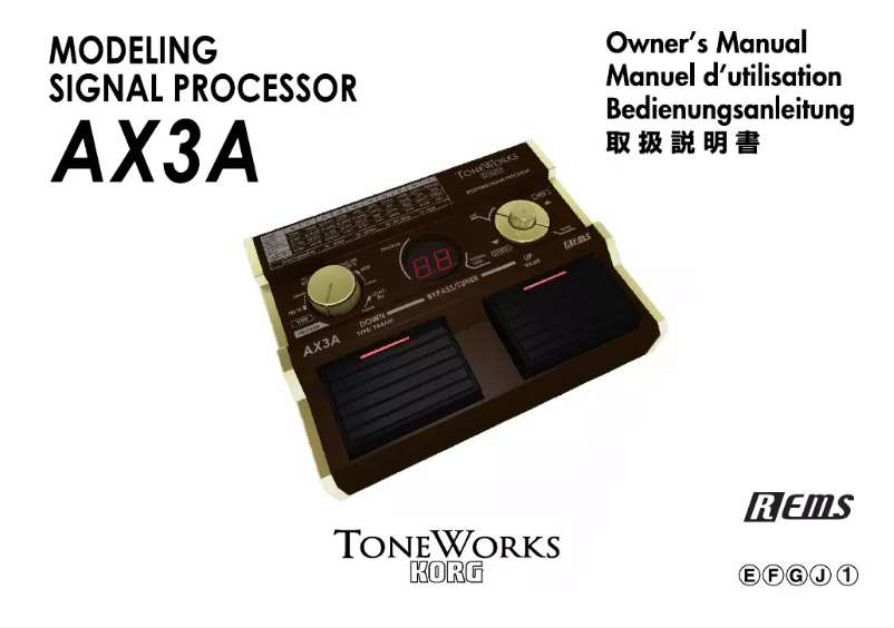 Image de la première page du manuel de l'appareil Toneworks AX3A