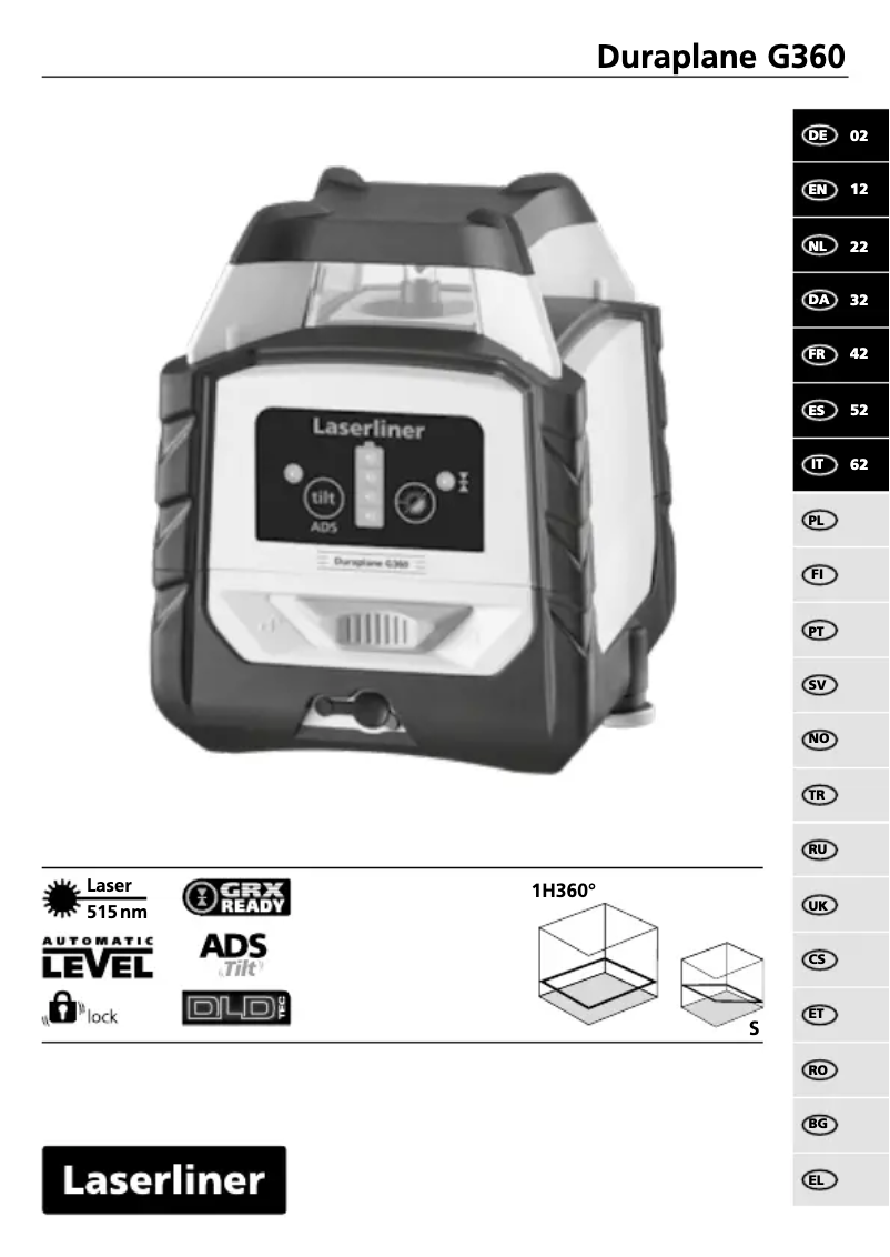Page 1 of the manual User Manual Laserliner Duraplane G360