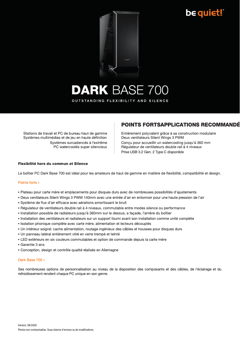 Image de la première page du manuel de l'appareil Dark Base 700