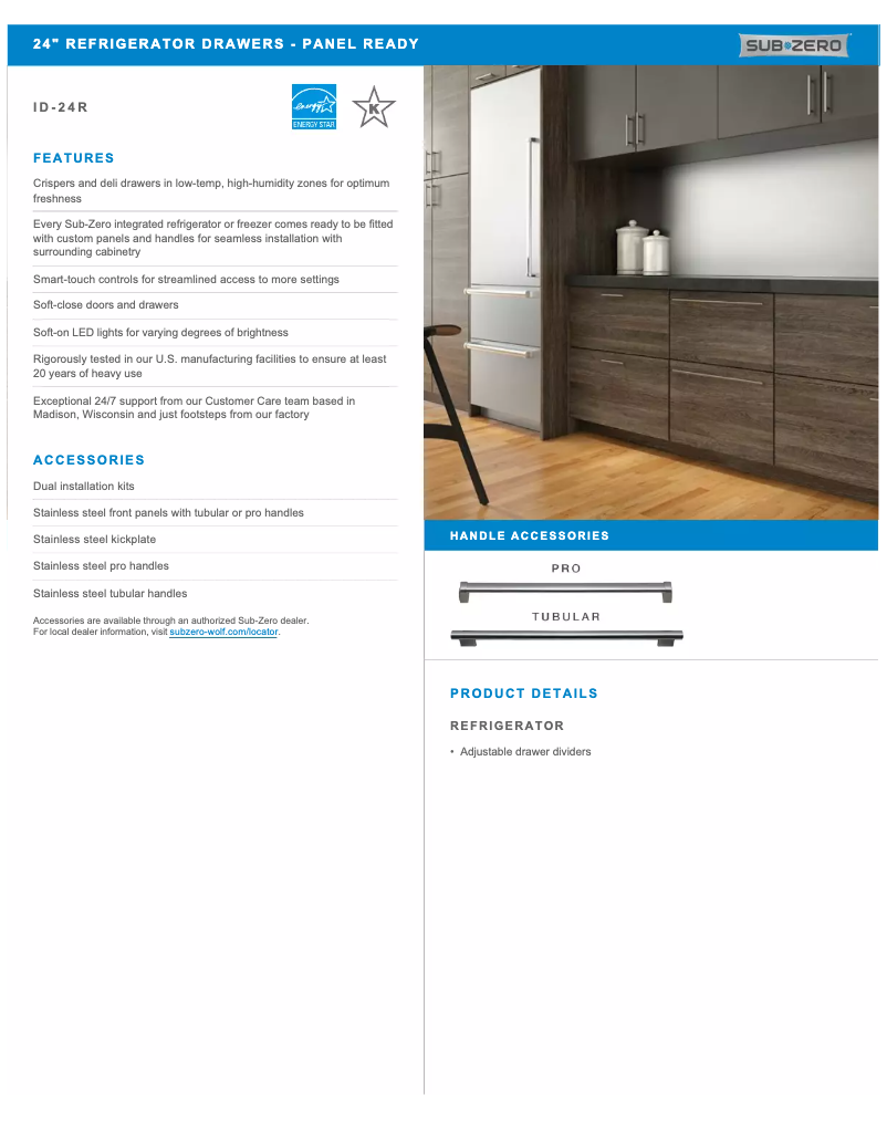 Page 1 de la notice Manuel utilisateur Sub-Zero ID-24R