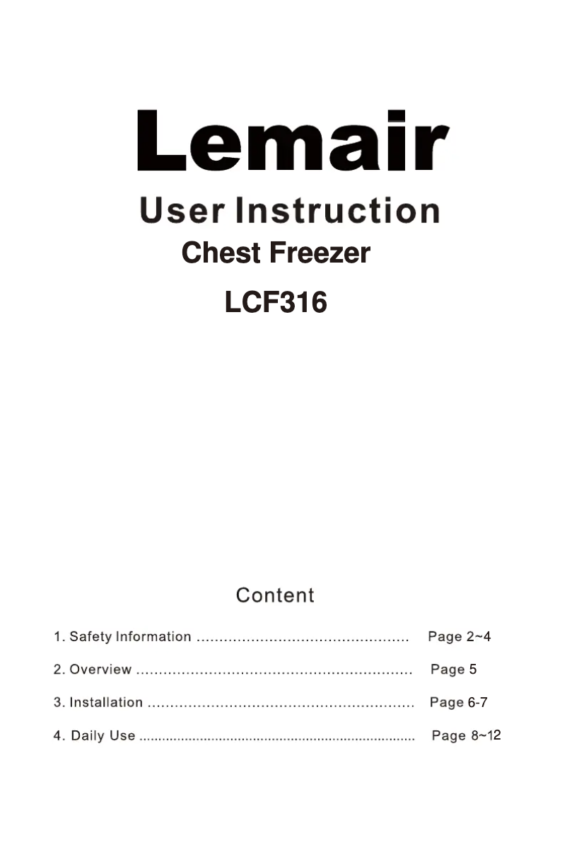 Page n°1 - Manuel utilisateur Lemair LCF316