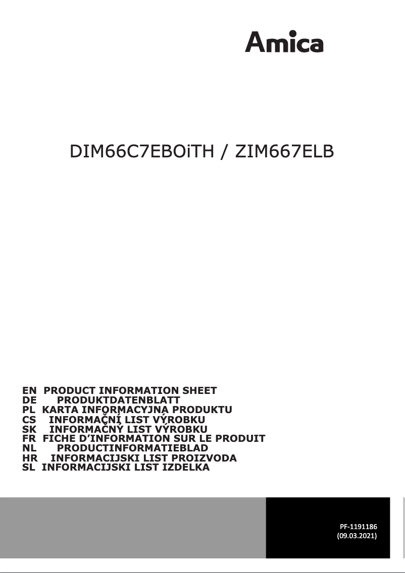 Page n°1 - Manuel utilisateur Amica DIM66C7EBOiTH