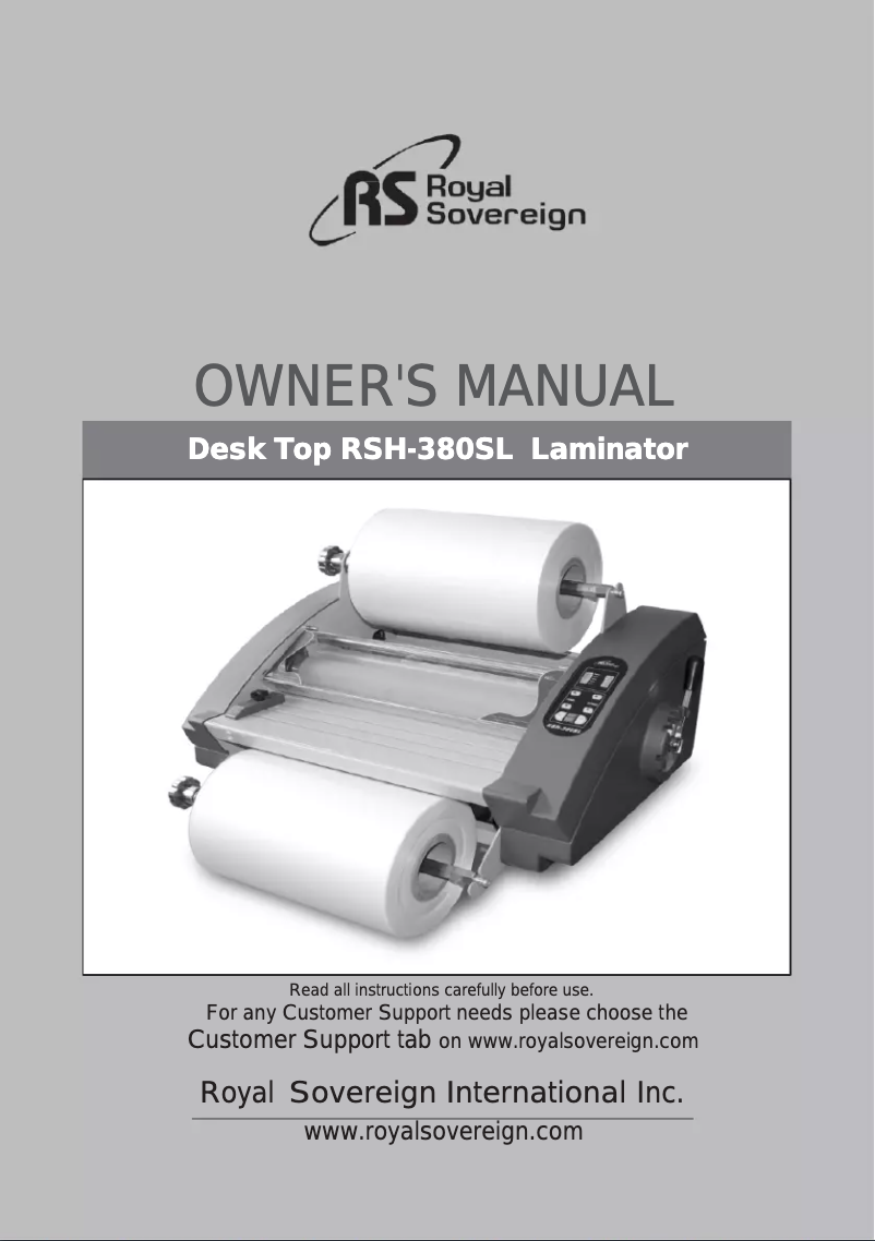 Page n°1 - Manuel utilisateur Royal Sovereign RSH-380SL
