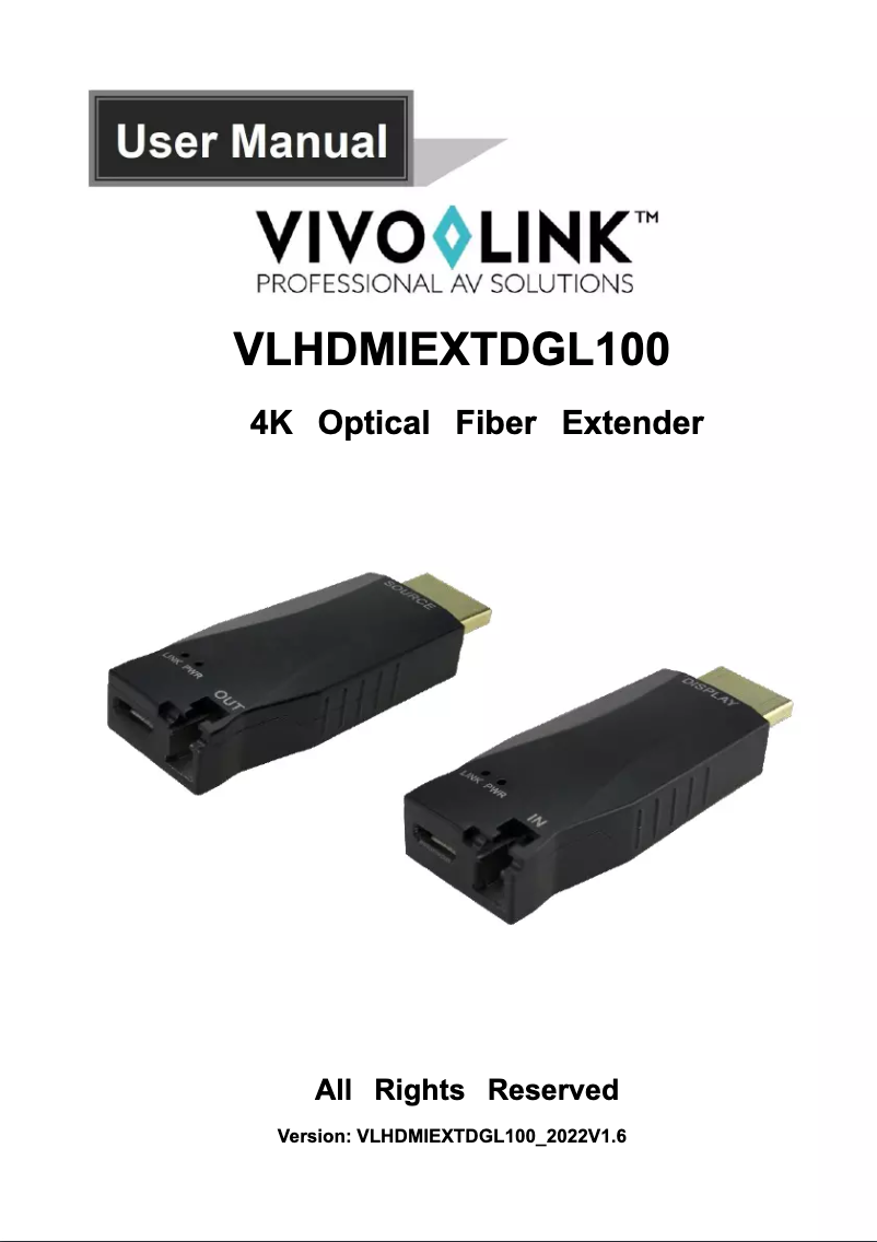 Page 1 de la notice Manuel utilisateur Vivolink VLHDMIEXTDGL100