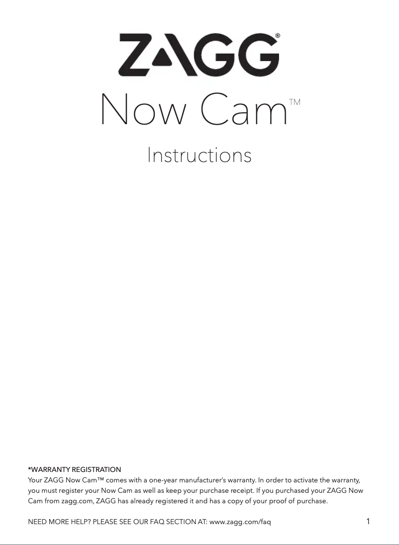 Image de la première page du manuel de l'appareil Now Cam