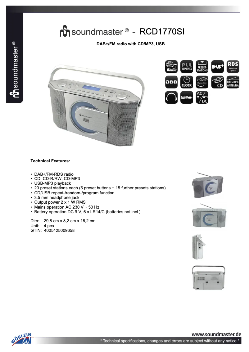 Image de la première page du manuel de l'appareil RCD1770