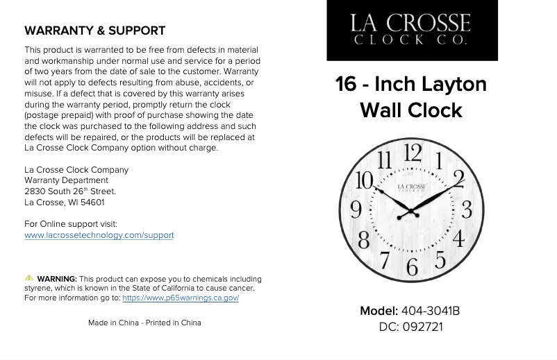 Page 1 de la notice Manuel utilisateur La Crosse Technology 404-3041B