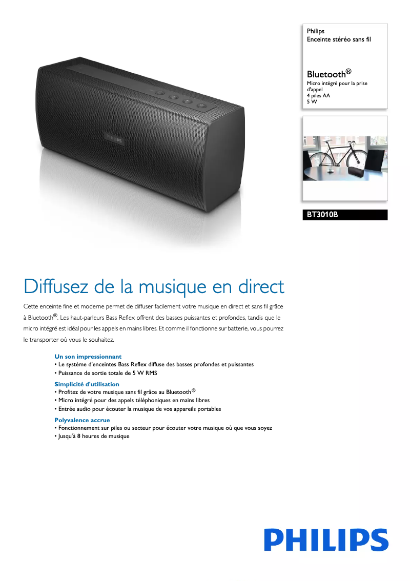 Page n°1 - Fiche technique Philips BT3010B